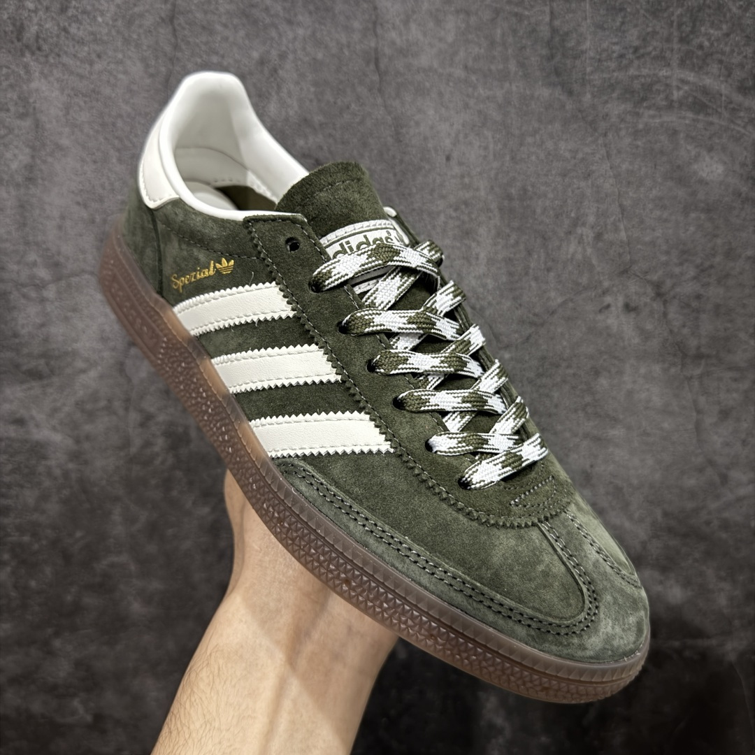 【纯原】Adidas Handball Spezial 阿迪达斯经典款牛皮复古休闲板鞋 墨绿白生胶 KI