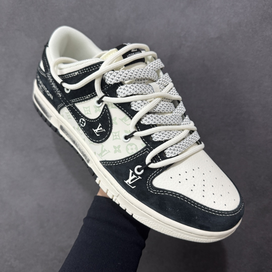 【纯原】Nike SB Dunk Low“LV联名——黑涂鸦抽绳” 周年高端定制 低帮休闲板鞋 定制鞋盒