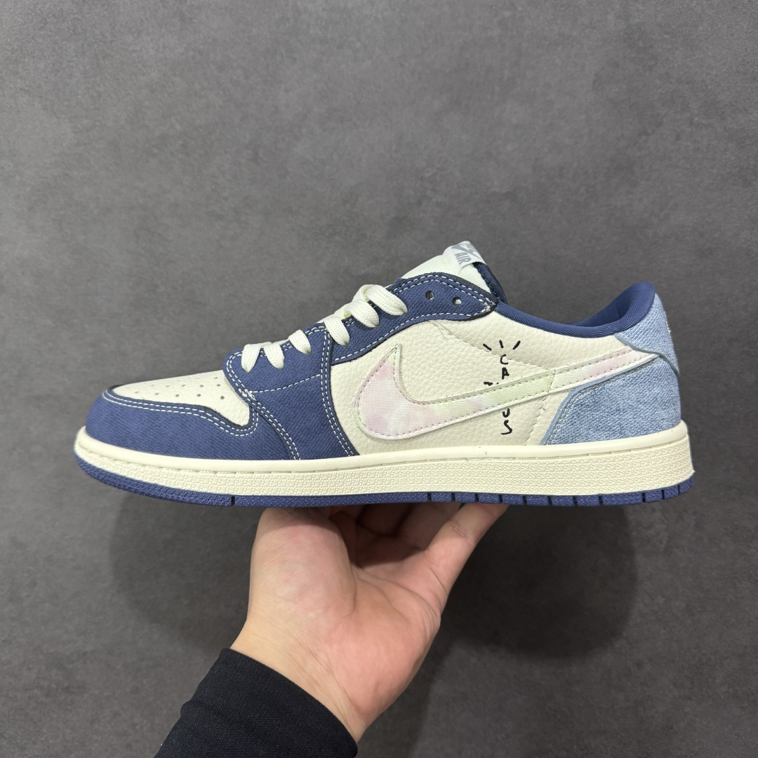 【纯原】Travis Scott x Jordan 1 Low “斯图西联名——扎染米蓝牛仔” 高端定制