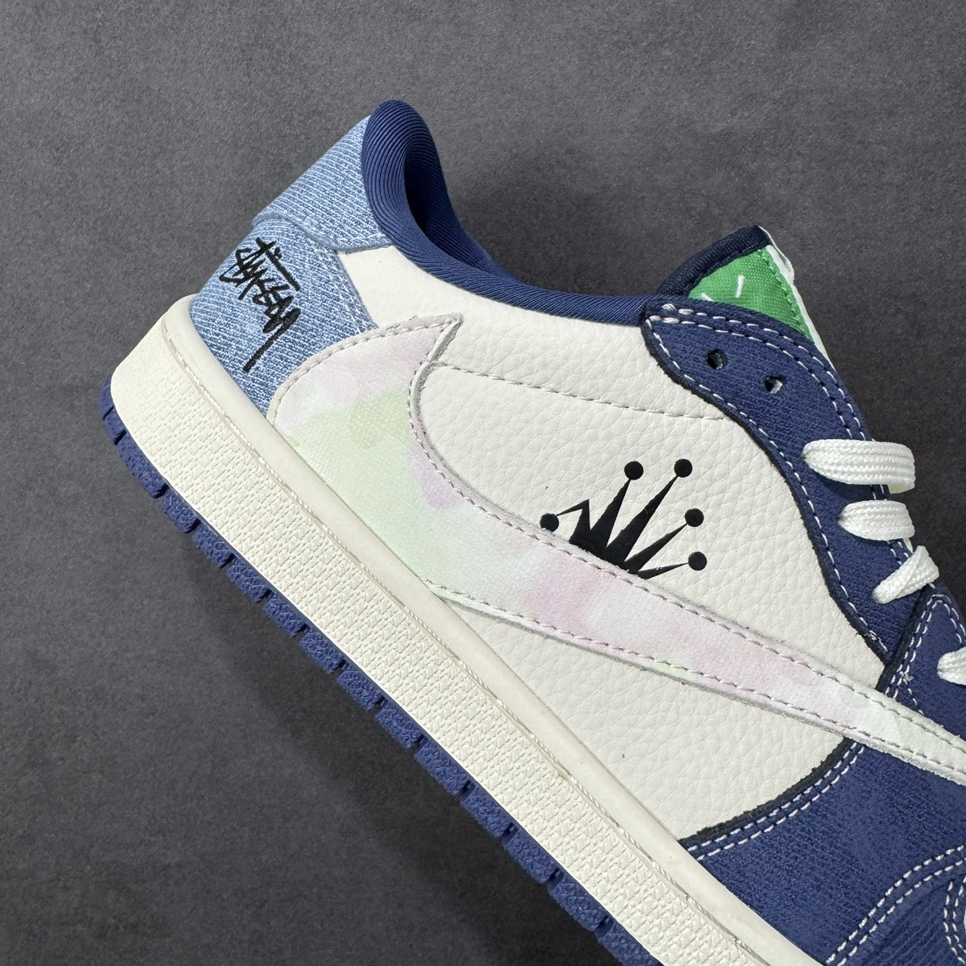 【纯原】Travis Scott x Jordan 1 Low “斯图西联名——扎染米蓝牛仔” 高端定制