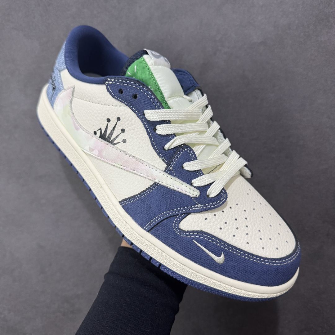 【纯原】Travis Scott x Jordan 1 Low “斯图西联名——扎染米蓝牛仔” 高端定制