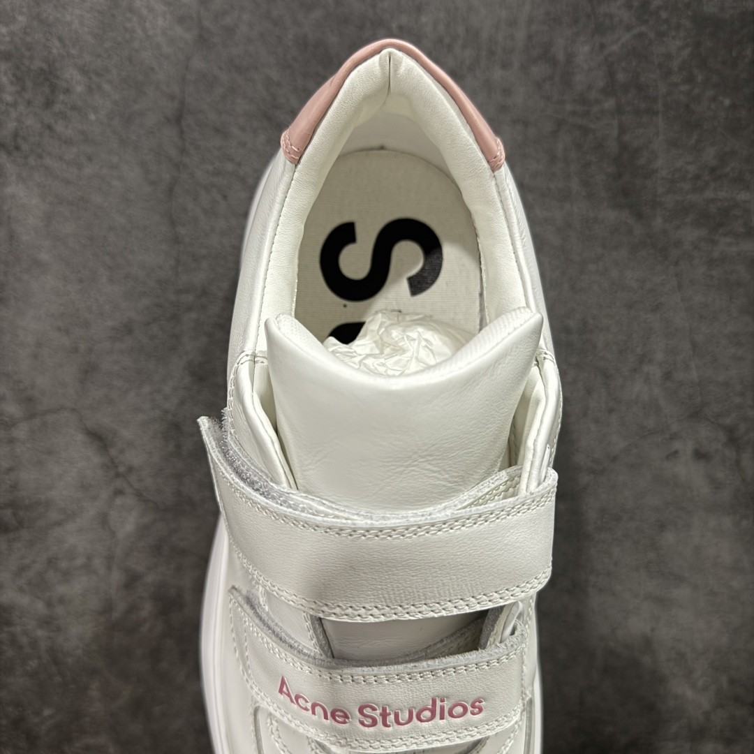 图片[8]-【New Star版本】Acne Studios Steffey Velcro Strap Sneakers 维可搭扣系列低帮笑脸魔术贴厚底老爹风休闲运动鞋 厚底可增高7CM. 各种风格都能驾驭. 适合各种场景搭配购入原版开发皮料辅料按原鞋标准定制独立磨具区别市面流通版本佛山大厂出品出厂经过QC质检 细节 品控到位 完全遵循原版工艺打造 女鞋广东原产 原楦开发纸版楦型 配置防尘袋及包装物 采用粒面头层小牛皮革鞋面材质 内嵌灌注式PU缓震乳胶脚垫 原数据开发光泽TPU防变形增厚橡胶大底 尺码：35-40-选品中心