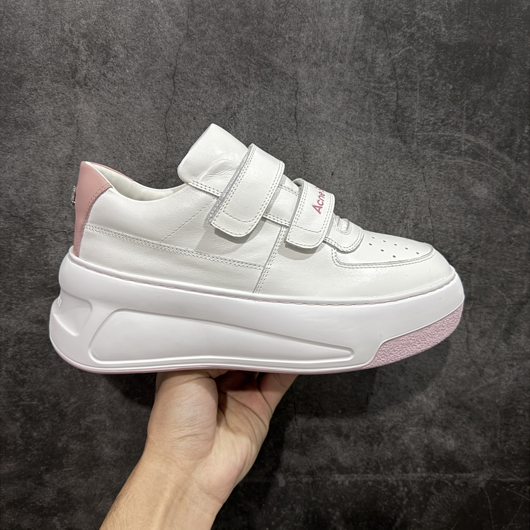 【New Star版本】Acne Studios Steffey Velcro Strap Sneakers 维可搭扣系列低帮笑脸魔术贴厚底老爹风休闲运动鞋 厚底可增高7CM. 各种风格都能驾驭. 适合各种场景搭配购入原版开发皮料辅料按原鞋标准定制独立磨具区别市面流通版本佛山大厂出品出厂经过QC质检 细节 品控到位 完全遵循原版工艺打造 女鞋广东原产 原楦开发纸版楦型 配置防尘袋及包装物 采用粒面头层小牛皮革鞋面材质 内嵌灌注式PU缓震乳胶脚垫 原数据开发光泽TPU防变形增厚橡胶大底 尺码:35-40-选品中心