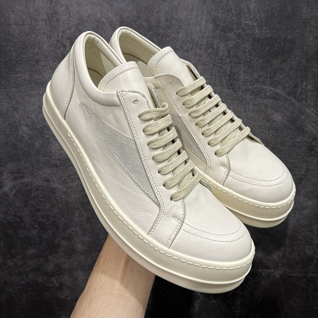 【XC2.0升级版】Rick Owens Vintage Low-Top Sneakers RO低帮系列暗黑高街经典增高休闲运动厚底板鞋 米白皮面 原厂皮批次上线 无需任何文案吹嘘！货硬就是王道！ 独家购入2025最新原鞋开发！重新调整最新批次细节！ 升级采用原厂粒面小牛皮打造！同步官方配备同规格材料布袋！标配原盒 加固硬盒外套 高标准出货！ PS：退换布袋丢失扣20 请知悉！ 尺码：38-45-选品中心