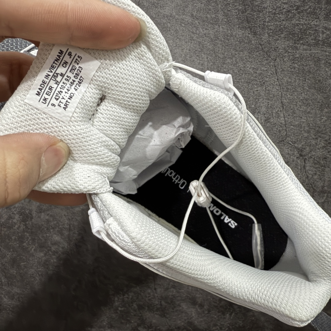 图片[7]-【666版本】SALOMON 萨洛蒙 XA PRO 3D 户外运动 网布减震防滑透气 低帮跑步鞋 男女同款 白灰渐变 472457 全新品质 巅峰之作 所有配色均购物原版拆解1：1开发 原材料打造 非市场公版便宜货 私模大底 清洁度比市场所有版本都高 全套原纸板楦头开发 原厂网布配套 确保原汁原味 完美呈现版型 原档数据独家私模五层组合大底 男女鞋同步官方开发至46 原装Ortholite轻量化鞋垫 中底布带钢印编号 原厂TPU锁扣 进口港宝加持 后跟自然饱满 还原公司包裹性 鞋面采用SENSIFT贴合技术 全方位贴合包裹脚型 鞋跟部鞋底牵引设计 提供强大的抓地性能 更适应野外崎岖不平的道路 其3D ADVANCED CHASSIS底盘 材料轻量大化 钉齿设计更具稳定性 防护性 鞋底易磨损区运用CONTAGRIP高耐磨材料 应对城市硬质路面长距离跑考验 尺码：36 36.5 37.5 38 38.5 39 40 40.5 41 42 42.5 43 44 45 46-选品中心