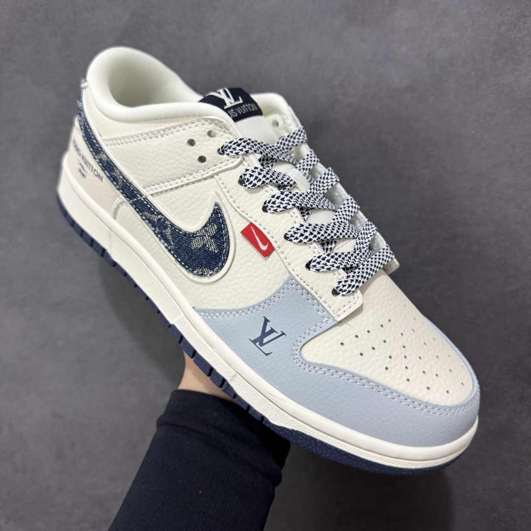 【纯原】Nike SB Dunk Low LV联名 米灰蓝牛仔 周年高端定制 低帮休闲板鞋#定制鞋盒 大
