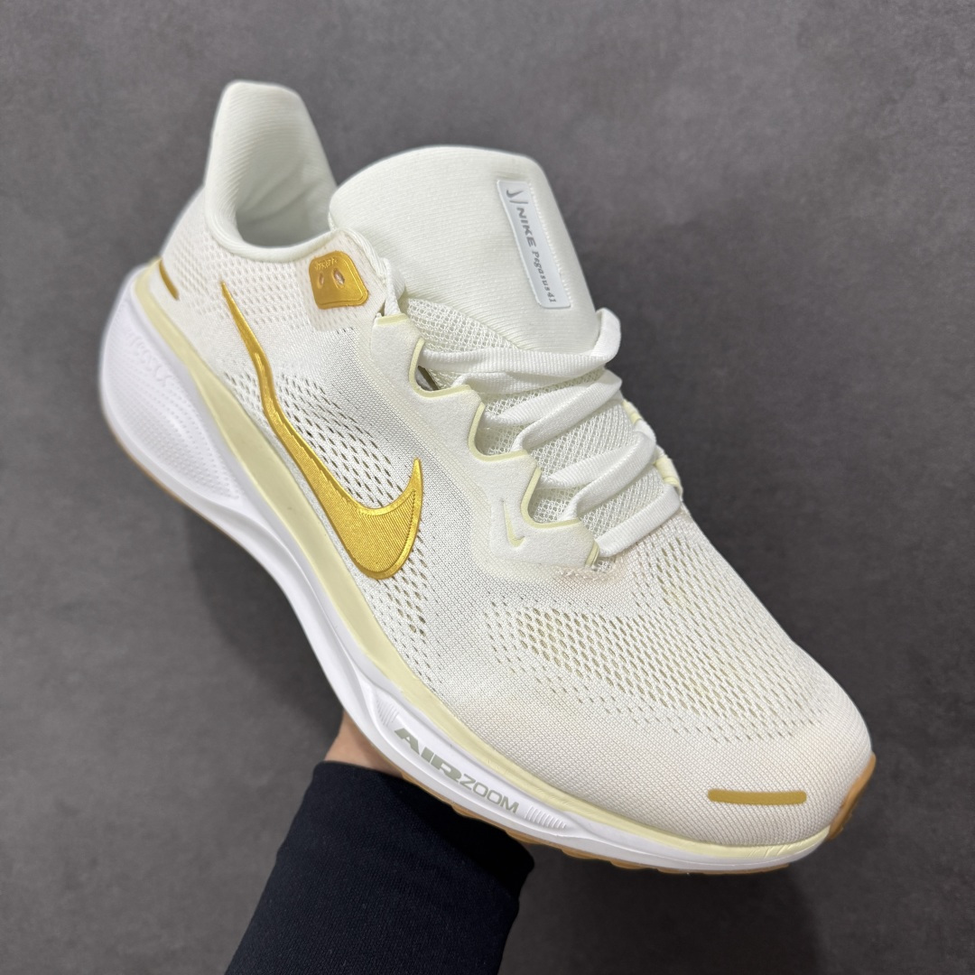 图片[3]-【GQ福利】奥莱ZP单 专柜货品 Nike Pegasus 41 代飞马专业跑鞋 5000双极限清仓 售后无忧 NK Air Zoom Pegasus 41登月 飞马跑鞋 鞋面采用外层由韧性纱线+内层网眼布的设计，在确保稳定性和耐久性的同时，也保证了贴合舒适及透气性能 此外，鞋带孔也从飞线变为全新板带设计，提供更加舒适的锁定贴合 中底方面为 全掌react泡棉+内嵌前后掌双Zoom Air气垫的配置组合，经典的华夫格大底则能确保抓地 尺码：36-45 货号：FD2723-005 编码：QGA180190-选品中心