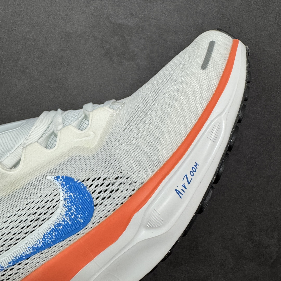 图片[5]-【GQ福利】奥莱ZP单 专柜货品 Nike Pegasus 41 代飞马专业跑鞋 5000双极限清仓 售后无忧 NK Air Zoom Pegasus 41登月 飞马跑鞋 鞋面采用外层由韧性纱线+内层网眼布的设计，在确保稳定性和耐久性的同时，也保证了贴合舒适及透气性能 此外，鞋带孔也从飞线变为全新板带设计，提供更加舒适的锁定贴合 中底方面为 全掌react泡棉+内嵌前后掌双Zoom Air气垫的配置组合，经典的华夫格大底则能确保抓地 编码：HF0013-900 白蓝橙 尺码：36-45 编码：QGA180190-选品中心