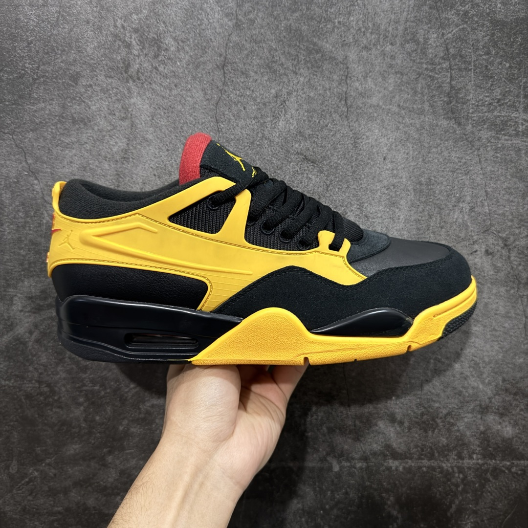 【纯原】Air Jordan AJ4 RM 重置 重制版低帮复古篮球鞋 黑黄 FQ7939-007采用了