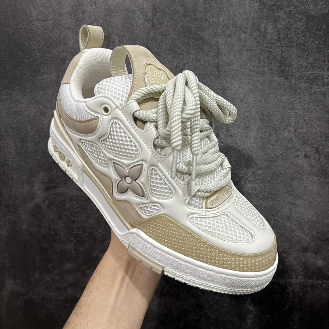 图片[3]-【佛山顶级超A版】Louis Vuitton LV Skate系列 米白 仓库现货 当天可取 佛山超A私人订单 专柜混卖零售专供 所有配色均为购买原版复刻 整体版型 皮料 市场独一无二 后跟版型都可以自行对比[机智]吊打市场所有货 怒甩十条街，欢迎拿市场各大工厂的货来对比！ 鞋舌烫金超正 压印程度秒杀市面90%以上的高端货 新配色陆续开发出货 尺码：39-46-选品中心