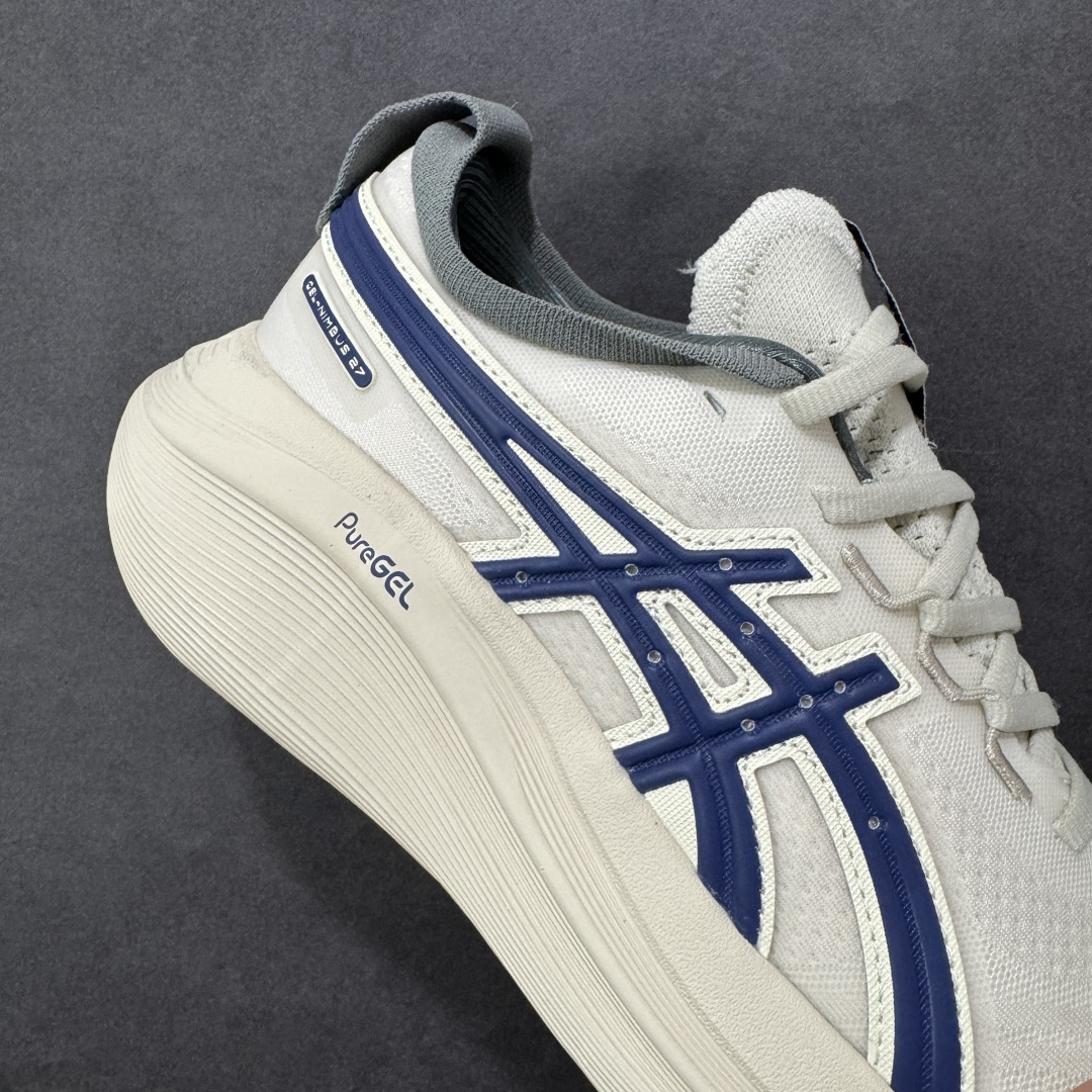 图片[6]-【公司级】平台订单 Asics Gel-Nimbus 27 亚瑟士厚底减震跑步鞋 鞋面采用双层提花网面设计，提高包裹性和透气性，后跟搭载稳定系统科技T-GEL提升整体支撑力和结构感，减少对身体带来的冲击负荷，创新中底至轻回弹 真标带半码 尺码：36-47码 编码：GQB240250-选品中心