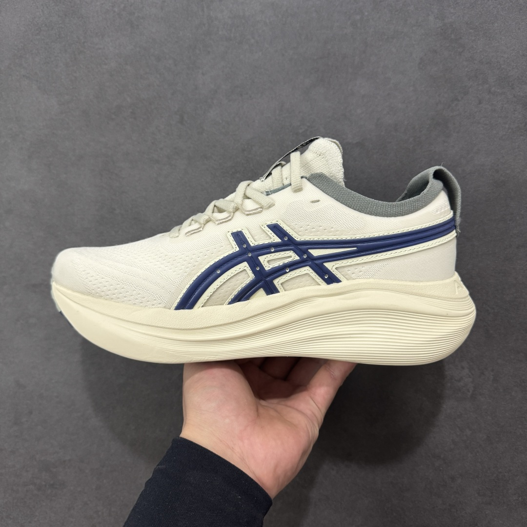 图片[2]-【公司级】平台订单 Asics Gel-Nimbus 27 亚瑟士厚底减震跑步鞋 鞋面采用双层提花网面设计，提高包裹性和透气性，后跟搭载稳定系统科技T-GEL提升整体支撑力和结构感，减少对身体带来的冲击负荷，创新中底至轻回弹 真标带半码 尺码：36-47码 编码：GQB240250-选品中心