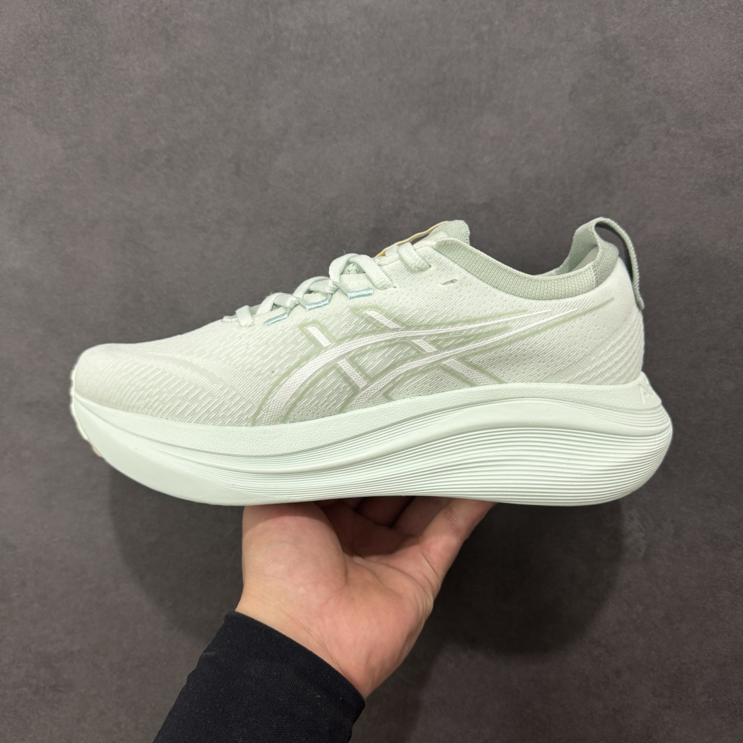 图片[2]-【公司级】平台订单 Asics Gel-Nimbus 27 亚瑟士厚底减震跑步鞋 鞋面采用双层提花网面设计，提高包裹性和透气性，后跟搭载稳定系统科技T-GEL提升整体支撑力和结构感，减少对身体带来的冲击负荷，创新中底至轻回弹 真标带半码 尺码：36-47码 编码：GQB240250-选品中心