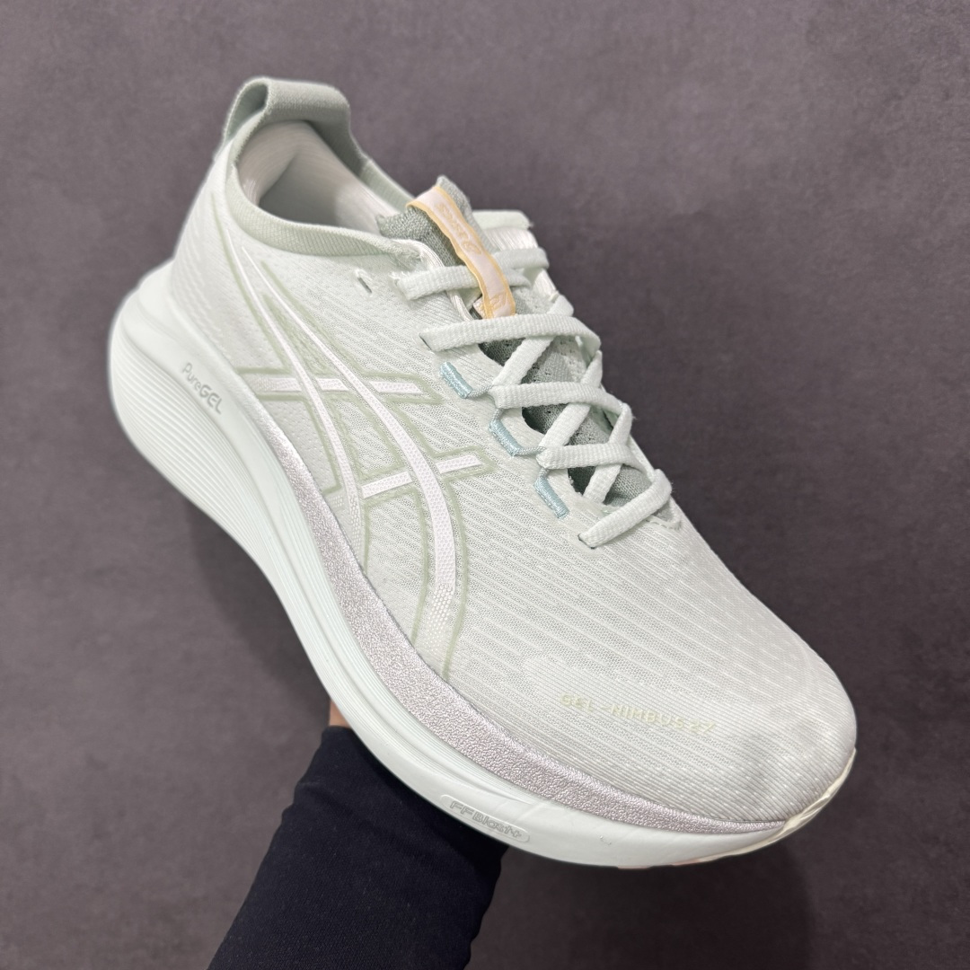 图片[3]-【公司级】平台订单 Asics Gel-Nimbus 27 亚瑟士厚底减震跑步鞋 鞋面采用双层提花网面设计，提高包裹性和透气性，后跟搭载稳定系统科技T-GEL提升整体支撑力和结构感，减少对身体带来的冲击负荷，创新中底至轻回弹 真标带半码 尺码：36-47码 编码：GQB240250-选品中心