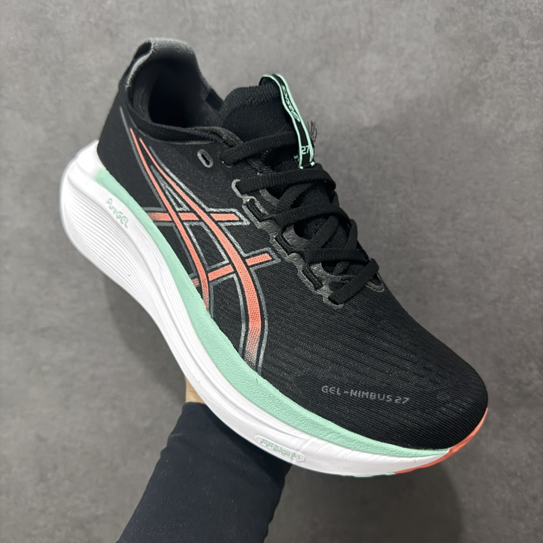 图片[3]-【公司级】平台订单 Asics Gel-Nimbus 27 亚瑟士厚底减震跑步鞋 鞋面采用双层提花网面设计，提高包裹性和透气性，后跟搭载稳定系统科技T-GEL提升整体支撑力和结构感，减少对身体带来的冲击负荷，创新中底至轻回弹 真标带半码 尺码：36-47码 编码：GQB240250-选品中心
