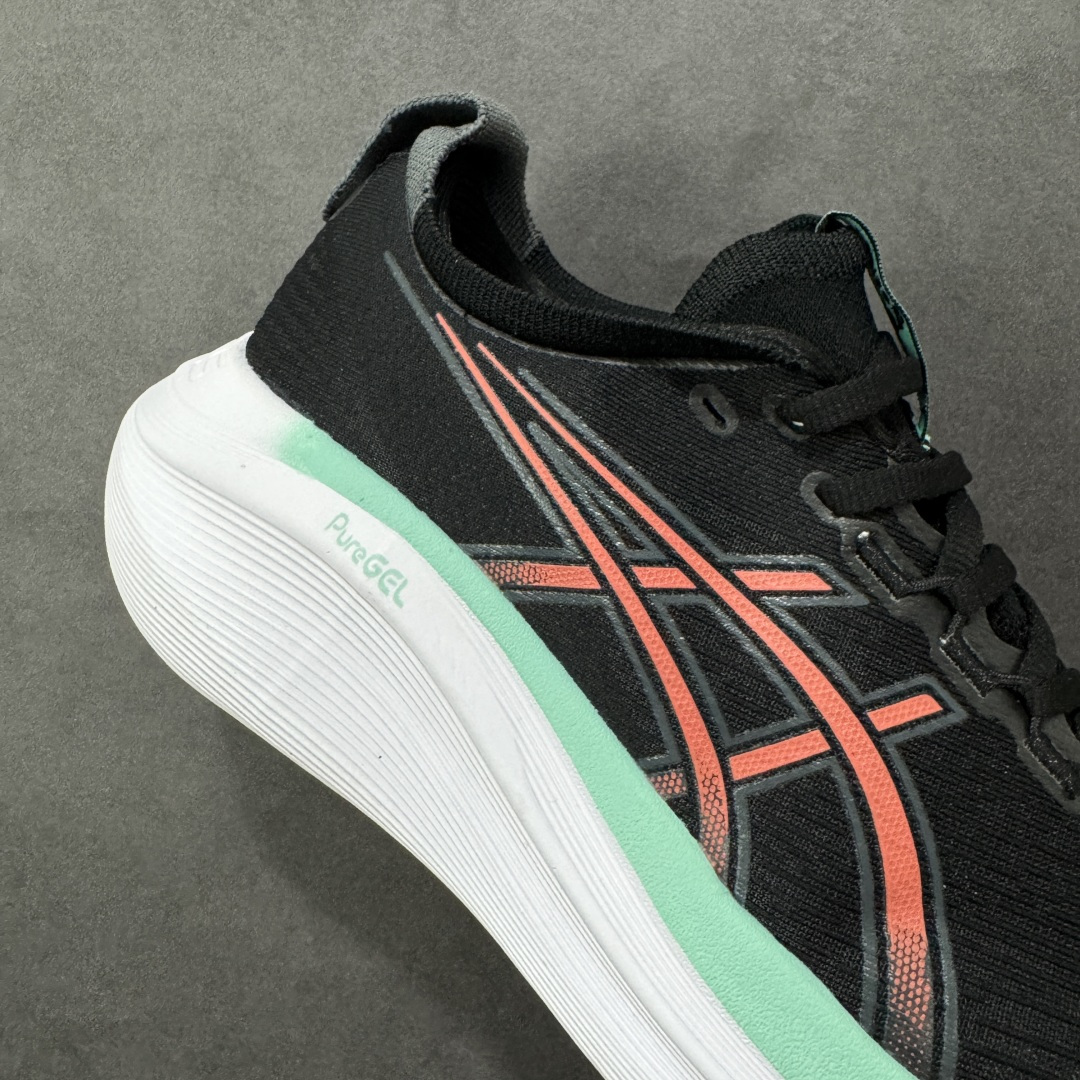 图片[6]-【公司级】平台订单 Asics Gel-Nimbus 27 亚瑟士厚底减震跑步鞋 鞋面采用双层提花网面设计，提高包裹性和透气性，后跟搭载稳定系统科技T-GEL提升整体支撑力和结构感，减少对身体带来的冲击负荷，创新中底至轻回弹 真标带半码 尺码：36-47码 编码：GQB240250-选品中心