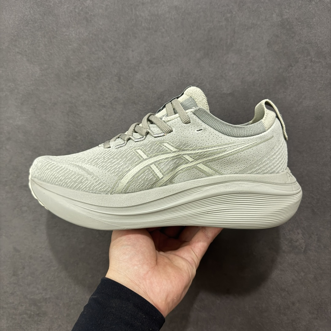 图片[2]-【公司级】平台订单 Asics Gel-Nimbus 27 亚瑟士厚底减震跑步鞋 鞋面采用双层提花网面设计，提高包裹性和透气性，后跟搭载稳定系统科技T-GEL提升整体支撑力和结构感，减少对身体带来的冲击负荷，创新中底至轻回弹 真标带半码 尺码：36-47码 编码：GQB240250-选品中心