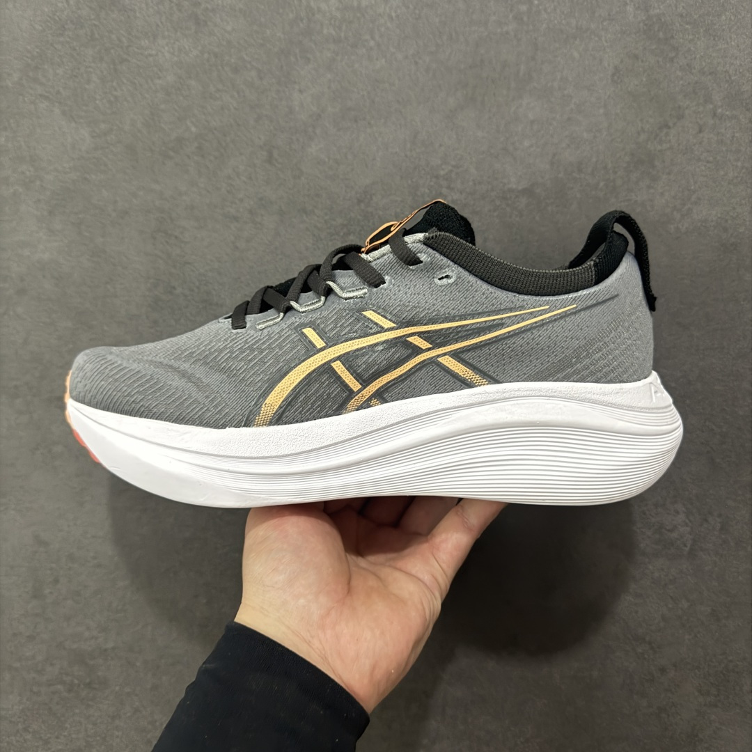 图片[2]-【公司级】平台订单 Asics Gel-Nimbus 27 亚瑟士厚底减震跑步鞋 鞋面采用双层提花网面设计，提高包裹性和透气性，后跟搭载稳定系统科技T-GEL提升整体支撑力和结构感，减少对身体带来的冲击负荷，创新中底至轻回弹 真标带半码 尺码：36-47码 编码：GQB240250-选品中心