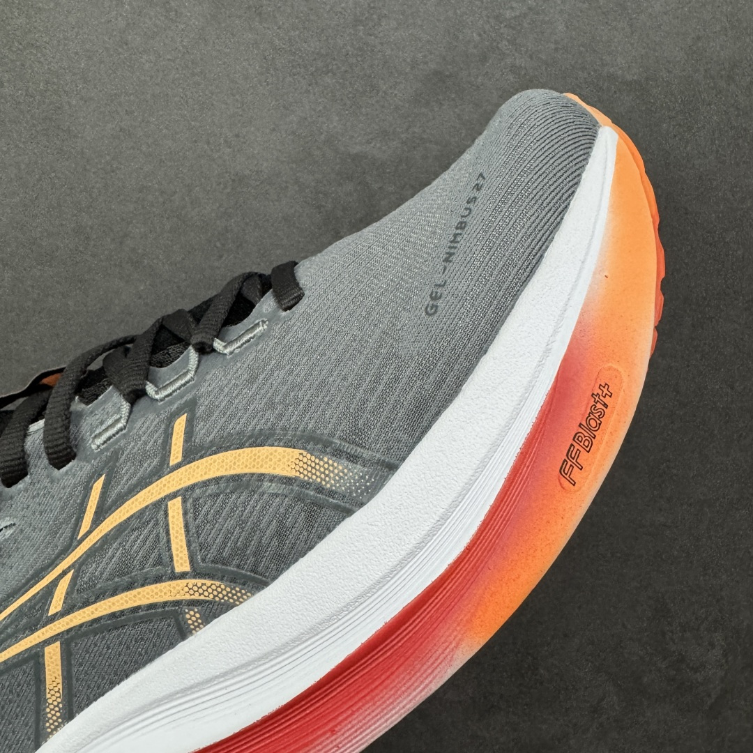 图片[5]-【公司级】平台订单 Asics Gel-Nimbus 27 亚瑟士厚底减震跑步鞋 鞋面采用双层提花网面设计，提高包裹性和透气性，后跟搭载稳定系统科技T-GEL提升整体支撑力和结构感，减少对身体带来的冲击负荷，创新中底至轻回弹 真标带半码 尺码：36-47码 编码：GQB240250-选品中心