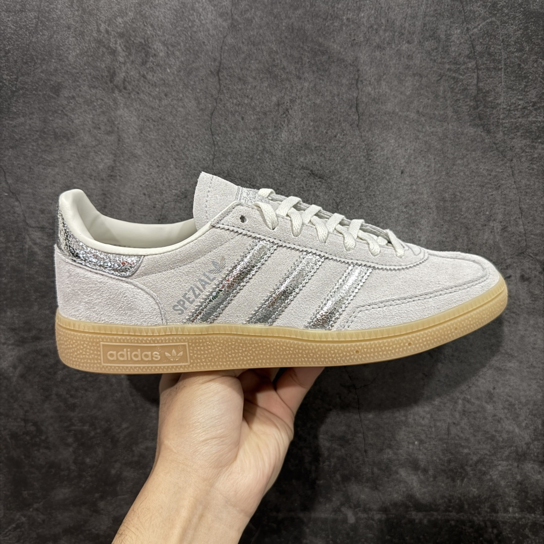 【纯原】Adidas Handball Spezial 阿迪达斯经典款牛皮复古休闲板鞋 白银生胶 HQ0