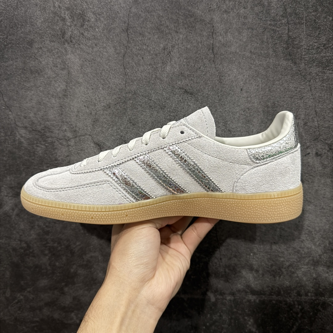 【纯原】Adidas Handball Spezial 阿迪达斯经典款牛皮复古休闲板鞋 白银生胶 HQ0