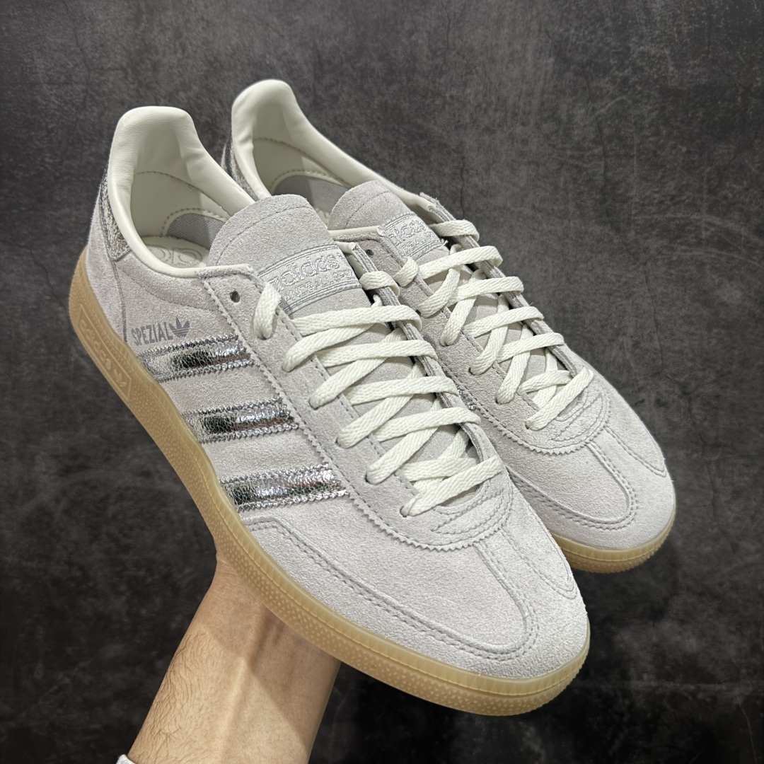 【纯原】Adidas Handball Spezial 阿迪达斯经典款牛皮复古休闲板鞋 白银生胶 HQ0