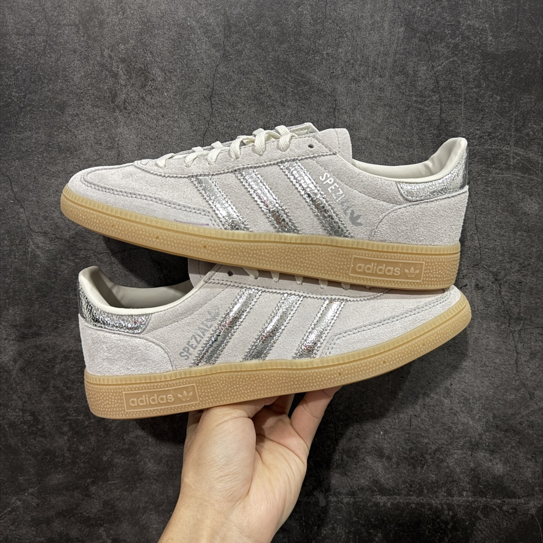 【纯原】Adidas Handball Spezial 阿迪达斯经典款牛皮复古休闲板鞋 白银生胶 HQ0