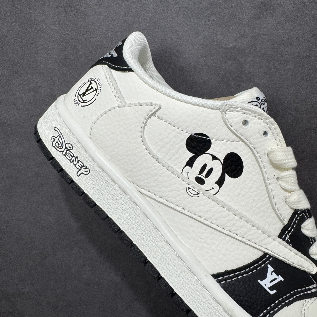 【纯原】高端定制 Travis Scott x Jordan 1 Low LV 迪士尼 三方联名-白黑米