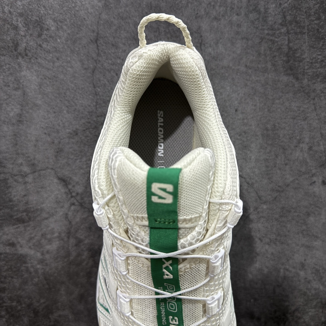 图片[8]-【666版本】SALOMON 萨洛蒙 XA PRO 3D 户外运动 网布减震防滑透气 低帮跑步鞋 男女同款 白绿 478874 全新品质 巅峰之作 所有配色均购物原版拆解1：1开发 原材料打造 非市场公版便宜货 私模大底 清洁度比市场所有版本都高 全套原纸板楦头开发 原厂网布配套 确保原汁原味 完美呈现版型 原档数据独家私模五层组合大底 男女鞋同步官方开发至46 原装Ortholite轻量化鞋垫 中底布带钢印编号 原厂TPU锁扣 进口港宝加持 后跟自然饱满 还原公司包裹性 鞋面采用SENSIFT贴合技术 全方位贴合包裹脚型 鞋跟部鞋底牵引设计 提供强大的抓地性能 更适应野外崎岖不平的道路 其3D ADVANCED CHASSIS底盘 材料轻量大化 钉齿设计更具稳定性 防护性 鞋底易磨损区运用CONTAGRIP高耐磨材料 应对城市硬质路面长距离跑考验 尺码：36 36.5 37.5 38 38.5 39 40 40.5 41 42 42.5 43 44 45 46-选品中心