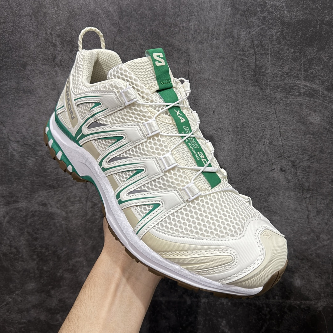 图片[3]-【666版本】SALOMON 萨洛蒙 XA PRO 3D 户外运动 网布减震防滑透气 低帮跑步鞋 男女同款 白绿 478874 全新品质 巅峰之作 所有配色均购物原版拆解1：1开发 原材料打造 非市场公版便宜货 私模大底 清洁度比市场所有版本都高 全套原纸板楦头开发 原厂网布配套 确保原汁原味 完美呈现版型 原档数据独家私模五层组合大底 男女鞋同步官方开发至46 原装Ortholite轻量化鞋垫 中底布带钢印编号 原厂TPU锁扣 进口港宝加持 后跟自然饱满 还原公司包裹性 鞋面采用SENSIFT贴合技术 全方位贴合包裹脚型 鞋跟部鞋底牵引设计 提供强大的抓地性能 更适应野外崎岖不平的道路 其3D ADVANCED CHASSIS底盘 材料轻量大化 钉齿设计更具稳定性 防护性 鞋底易磨损区运用CONTAGRIP高耐磨材料 应对城市硬质路面长距离跑考验 尺码：36 36.5 37.5 38 38.5 39 40 40.5 41 42 42.5 43 44 45 46-选品中心