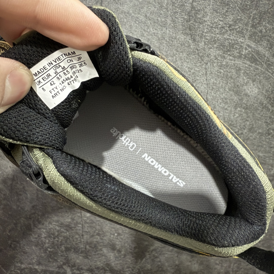 图片[7]-【GOAT纯原定制】SALOMON 萨洛蒙 XA PRO 3D 户外运动 网布减震防滑透气 低帮跑步鞋 男女同款绿棕色 马毛 马年限定477974 此款为定制款 下单定制周期为2天 全新品质 巅峰之作 所有配色均购物原版拆解1：1开发 原材料打造 非市场公版便宜货 私模大底 清洁度比市场所有版本都高 全套原纸板楦头开发 原厂网布配套 确保原汁原味 完美呈现版型 原档数据独家私模五层组合大底 男女鞋同步官方开发至47 原装Ortholite轻量化鞋垫 中底布带钢印编号 原厂TPU锁扣 进口港宝加持 后跟自然饱满 还原公司包裹性 鞋面采用SENSIFT贴合技术 全方位贴合包裹脚型 鞋跟部鞋底牵引设计 提供强大的抓地性能 更适应野外崎岖不平的道路 其3D ADVANCED CHASSIS底盘 材料轻量大化 钉齿设计更具稳定性 防护性 鞋底易磨损区运用CONTAGRIP高耐磨材料 应对城市硬质路面长距离跑考验 尺码：36 36.5 37.5 38 38.5 39 40 40.5 41 42 42.5 43 44 45 46 47-选品中心