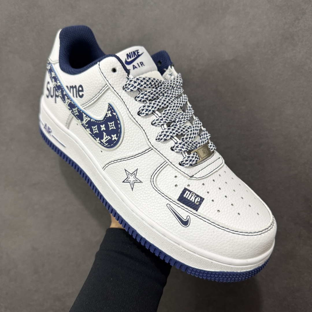 图片[3]-【定制版】NIke Air Force 1 \’07 Low “Supreme联名——白蓝五星”空军一号 低帮 运动鞋 休闲鞋 折边针车 工艺难度大 原楦头原纸板 原装鞋盒 定制五金配件 内置全掌气垫 原厂鞋底 货号：XZ6188-151 尺码：36 36.5 37.5 38 38.5 39 40 40.5 41 42 42.5 43 44 44.5 45 编码：HXSA310320-选品中心