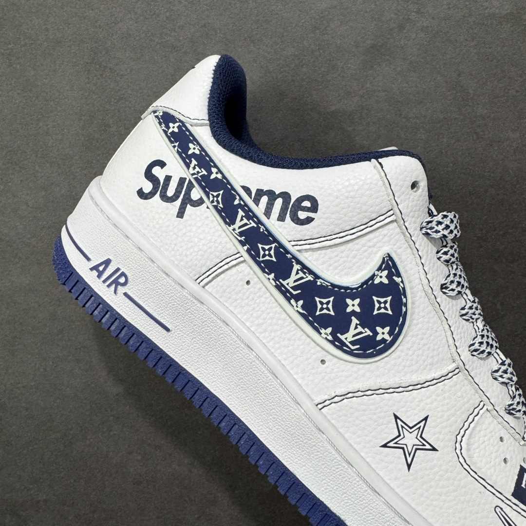图片[6]-【定制版】NIke Air Force 1 \’07 Low “Supreme联名——白蓝五星”空军一号 低帮 运动鞋 休闲鞋 折边针车 工艺难度大 原楦头原纸板 原装鞋盒 定制五金配件 内置全掌气垫 原厂鞋底 货号：XZ6188-151 尺码：36 36.5 37.5 38 38.5 39 40 40.5 41 42 42.5 43 44 44.5 45 编码：HXSA310320-选品中心