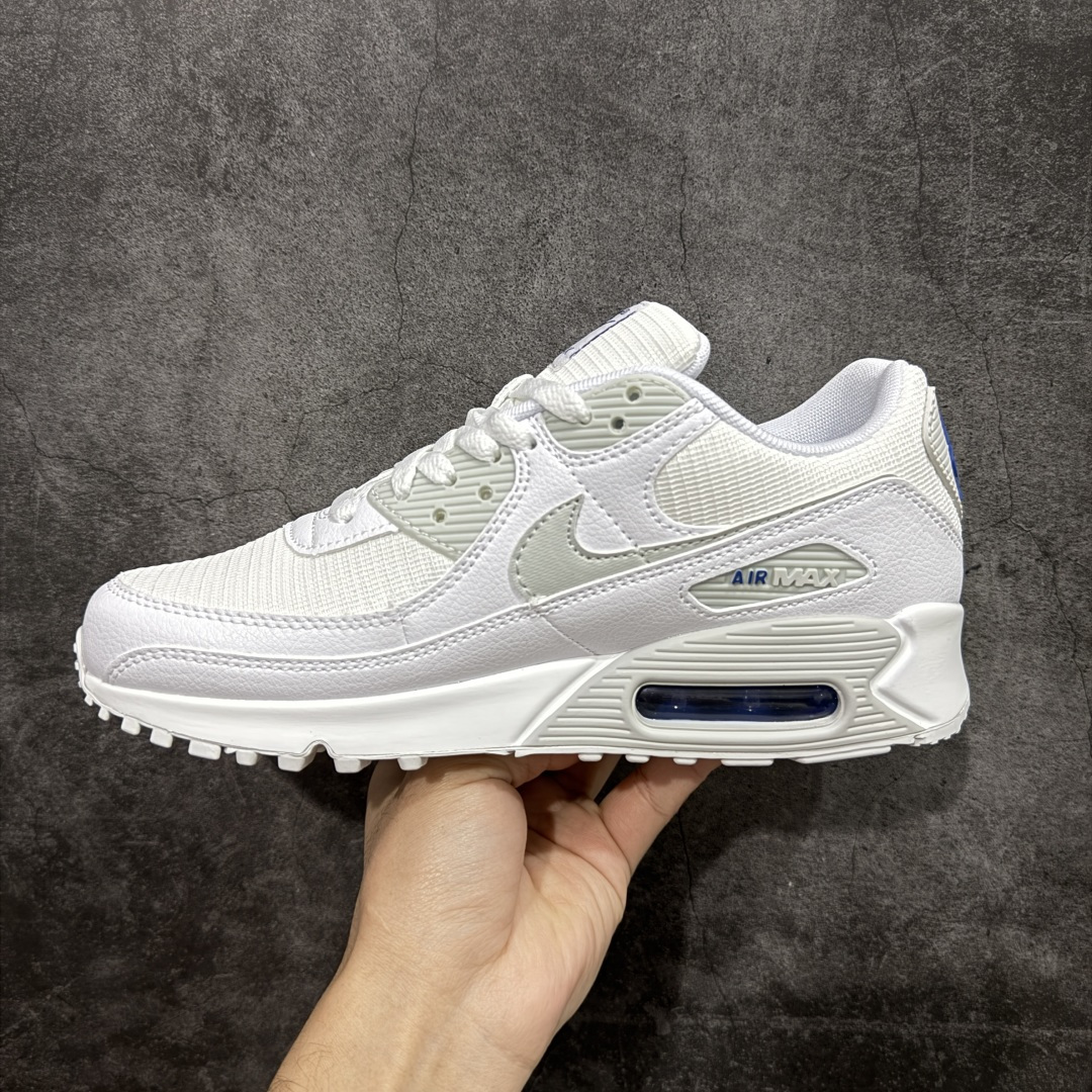 图片[2]-【顶级芯片版】Nike Air Max 90 舒适 复古 合成革减震防滑透气 低帮 休闲跑步鞋 白蓝 FZ7186-100 鞋舌标可扫码 海外欧州过验版 原纸版原楦头 顶级90款问市 开发数月 原版开发 多道QC质检 鞋型完美复刻 原厂级别工艺 正确色卡 正确气垫蓝光 正确大底 独家私模 采用进口头层牛皮拼接 定位高端市场 行业标杆工艺 尺码：40 40.5 41 42 42.5 43 44 44.5 45 46-选品中心