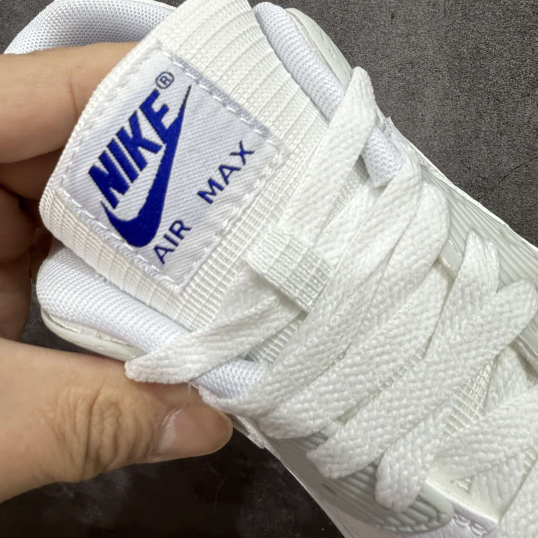 图片[6]-【顶级芯片版】Nike Air Max 90 舒适 复古 合成革减震防滑透气 低帮 休闲跑步鞋 白蓝 FZ7186-100 鞋舌标可扫码 海外欧州过验版 原纸版原楦头 顶级90款问市 开发数月 原版开发 多道QC质检 鞋型完美复刻 原厂级别工艺 正确色卡 正确气垫蓝光 正确大底 独家私模 采用进口头层牛皮拼接 定位高端市场 行业标杆工艺 尺码：40 40.5 41 42 42.5 43 44 44.5 45 46-选品中心