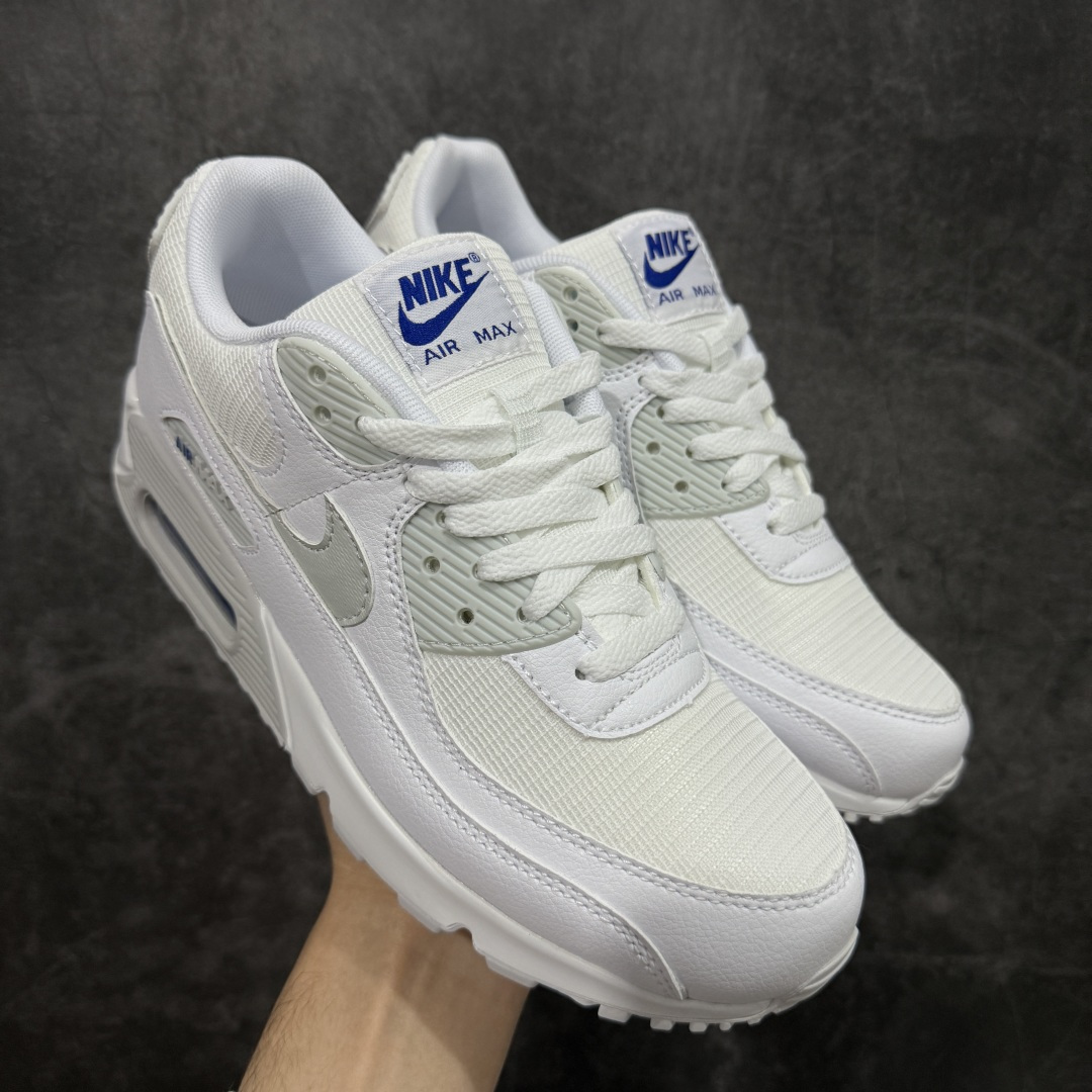 【顶级芯片版】Nike Air Max 90 舒适 复古 合成革减震防滑透气 低帮 休闲跑步鞋 白蓝 FZ7186-100 鞋舌标可扫码 海外欧州过验版 原纸版原楦头 顶级90款问市 开发数月 原版开发 多道QC质检 鞋型完美复刻 原厂级别工艺 正确色卡 正确气垫蓝光 正确大底 独家私模 采用进口头层牛皮拼接 定位高端市场 行业标杆工艺 尺码:40 40.5 41 42 42.5 43 44 44.5 45 46-选品中心