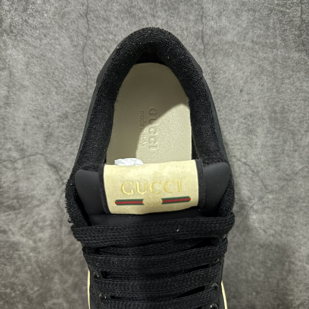 图片[8]-【广东纯原版】Gucci做旧小脏鞋 黑钻 ZP开发 原版开模 金属双G水晶圆柱形标 Gucci原版纹织带 真正水洗布标 鞋面擦色牛皮拼接经典双G布面料，皮面切口全油边封口工艺，原版毛巾布里细腻柔软更舒适透气，垫脚乳胶注塑一体，私模钢印，双色原版TPU大底(下层宽，上层窄) 配进口原版四边封干燥剂、原版18股鞋带，新版红盒子，与专柜配套包装一致 尺码：35-39-选品中心