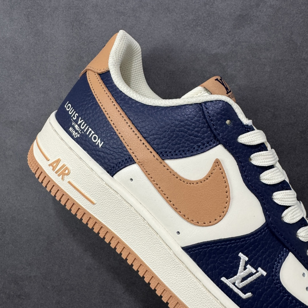 图片[6]-【定制版】NIke Air Force 1 \’07 Low “LV联名–暮蓝杏棕” 空军一号低帮 运动鞋 休闲鞋 折边针车 工艺难度大 原楦头原纸板 高端定制鞋盒 原厂鞋底 超高清洁度 细节完美 货号：NH0601-585 尺码：36 36.5 37.5 38 38.5 39 40 40.5 41 42 42.5 43 44 44.5 45 编码：HXSB310320-选品中心