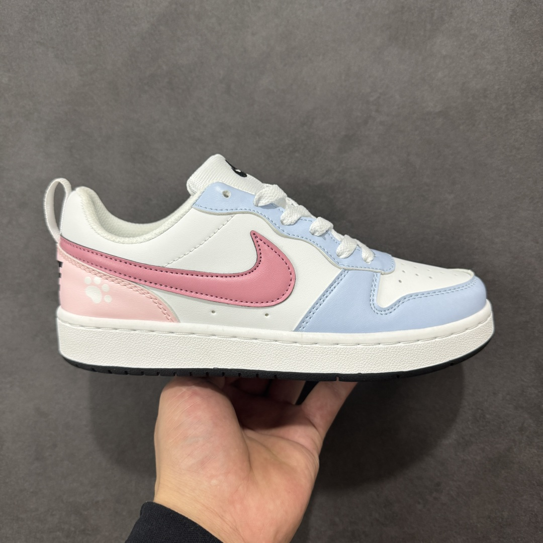 【公司级】Nike Court Borough V 蝴蝶结GS 白蓝粉 货号：DV5456-104 尺码：36-40-选品中心