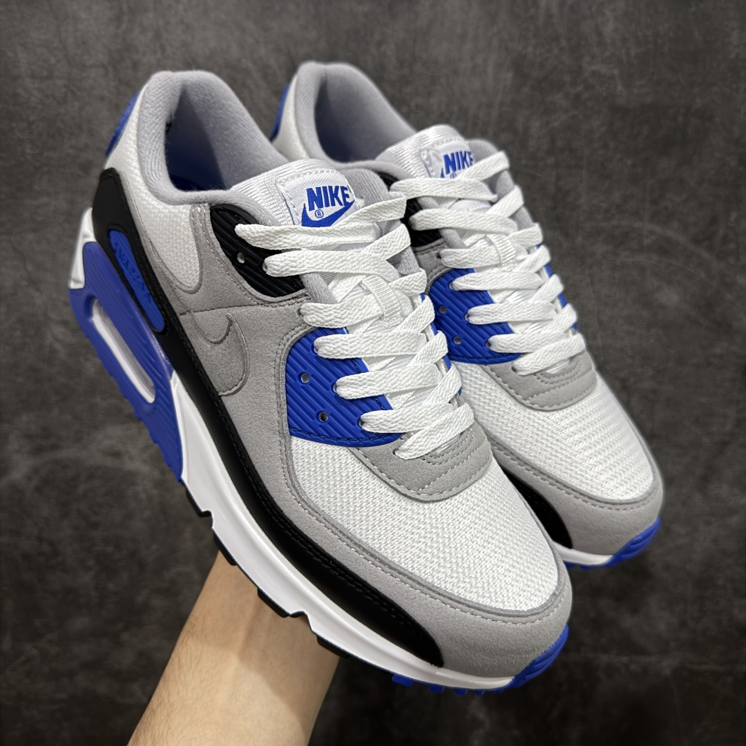 【Max纯原版】Nike Air Max 90 舒适 复古 合成革减震防滑透气 低帮 休闲跑步鞋 灰黑蓝 CD0881-102 顶级90款问市 开发数月 原版开发 多道QC质检 鞋型完美复刻 原厂级别工艺 正确色卡 正确气垫蓝光 正确大底 独家私模 采用进口头层牛皮拼接 定位高端市场 行业标杆工艺 尺码：39 40 40.5 41 42 42.5 43 44 44.5 45 46-选品中心