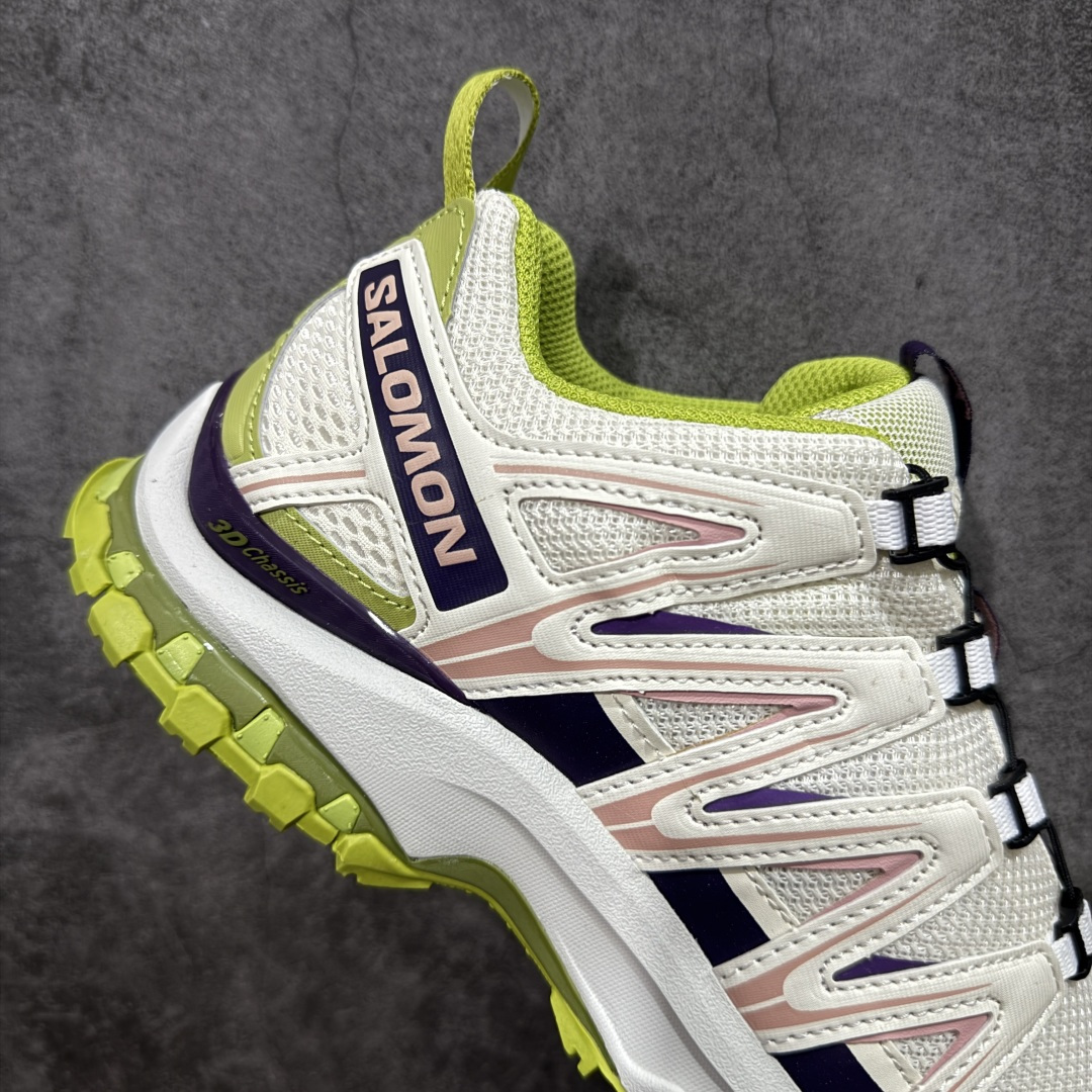 图片[7]-【666版本】SALOMON 萨洛蒙 XA PRO 3D 户外运动 网布减震防滑透气 低帮跑步鞋 男女同款 白绿477737 全新品质 巅峰之作 所有配色均购物原版拆解1：1开发 原材料打造 非市场公版便宜货 私模大底 清洁度比市场所有版本都高 全套原纸板楦头开发 原厂网布配套 确保原汁原味 完美呈现版型 原档数据独家私模五层组合大底 男女鞋同步官方开发至46 原装Ortholite轻量化鞋垫 中底布带钢印编号 原厂TPU锁扣 进口港宝加持 后跟自然饱满 还原公司包裹性 鞋面采用SENSIFT贴合技术 全方位贴合包裹脚型 鞋跟部鞋底牵引设计 提供强大的抓地性能 更适应野外崎岖不平的道路 其3D ADVANCED CHASSIS底盘 材料轻量大化 钉齿设计更具稳定性 防护性 鞋底易磨损区运用CONTAGRIP高耐磨材料 应对城市硬质路面长距离跑考验 尺码：36 36.5 37.5 38 38.5 39 40 40.5 41 42 42.5 43 44 45 46-选品中心