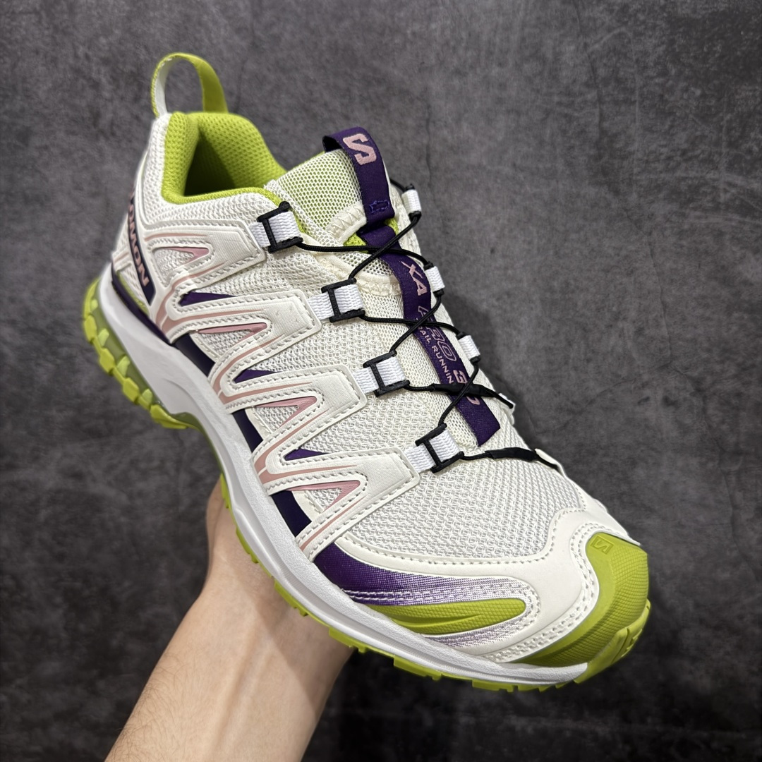 图片[3]-【666版本】SALOMON 萨洛蒙 XA PRO 3D 户外运动 网布减震防滑透气 低帮跑步鞋 男女同款 白绿477737 全新品质 巅峰之作 所有配色均购物原版拆解1：1开发 原材料打造 非市场公版便宜货 私模大底 清洁度比市场所有版本都高 全套原纸板楦头开发 原厂网布配套 确保原汁原味 完美呈现版型 原档数据独家私模五层组合大底 男女鞋同步官方开发至46 原装Ortholite轻量化鞋垫 中底布带钢印编号 原厂TPU锁扣 进口港宝加持 后跟自然饱满 还原公司包裹性 鞋面采用SENSIFT贴合技术 全方位贴合包裹脚型 鞋跟部鞋底牵引设计 提供强大的抓地性能 更适应野外崎岖不平的道路 其3D ADVANCED CHASSIS底盘 材料轻量大化 钉齿设计更具稳定性 防护性 鞋底易磨损区运用CONTAGRIP高耐磨材料 应对城市硬质路面长距离跑考验 尺码：36 36.5 37.5 38 38.5 39 40 40.5 41 42 42.5 43 44 45 46-选品中心