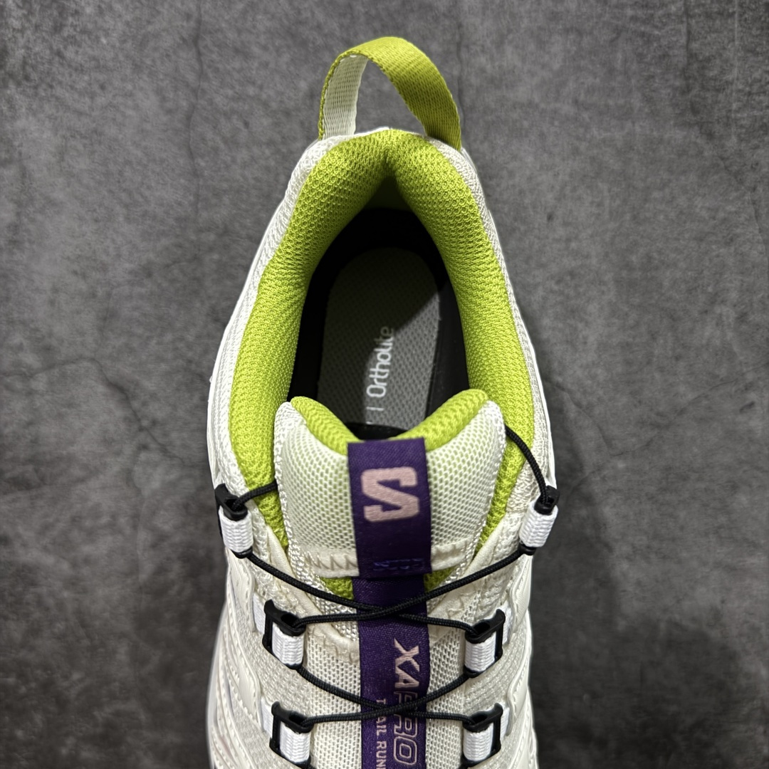 图片[8]-【666版本】SALOMON 萨洛蒙 XA PRO 3D 户外运动 网布减震防滑透气 低帮跑步鞋 男女同款 白绿477737 全新品质 巅峰之作 所有配色均购物原版拆解1：1开发 原材料打造 非市场公版便宜货 私模大底 清洁度比市场所有版本都高 全套原纸板楦头开发 原厂网布配套 确保原汁原味 完美呈现版型 原档数据独家私模五层组合大底 男女鞋同步官方开发至46 原装Ortholite轻量化鞋垫 中底布带钢印编号 原厂TPU锁扣 进口港宝加持 后跟自然饱满 还原公司包裹性 鞋面采用SENSIFT贴合技术 全方位贴合包裹脚型 鞋跟部鞋底牵引设计 提供强大的抓地性能 更适应野外崎岖不平的道路 其3D ADVANCED CHASSIS底盘 材料轻量大化 钉齿设计更具稳定性 防护性 鞋底易磨损区运用CONTAGRIP高耐磨材料 应对城市硬质路面长距离跑考验 尺码：36 36.5 37.5 38 38.5 39 40 40.5 41 42 42.5 43 44 45 46-选品中心