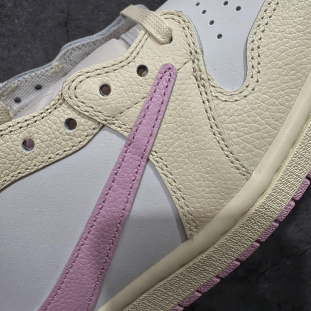 图片[5]-【GX纯原】Travis Scott x Air Jordan AJ1 Low OG SP TS联名白浅粉倒钩低帮 DZ4137-206DM7866-200 目前市面唯一正确版本 爱心织唛标 情人节鞋垫 知名大厂出品 纯原第一梯队版本 产品品控稳定性领先行业 各方面均可对飙市面通货版 SZ原厂全套原楦原纸板冲刀磨具开发 原厂皮料加持 原厂港宝加持定型后跟R度完美 同源原厂电绣 鬼脸飞翼针数密度立体效果一致 百分百一致原鞋 原厂拉帮工艺 针距密度一致 后跟弧度收口自然不对折 极致一眼正品既视感 进口玻璃冲刀皮料裁剪零毛边 全鞋电脑针车工艺 品控清洁度最高QC检验标准 免检产品 原厂订购鞋盒、鞋标、防尘纸、鞋撑、鞋带 追求极致的原厂味道 尺码：35.5-48.5-选品中心