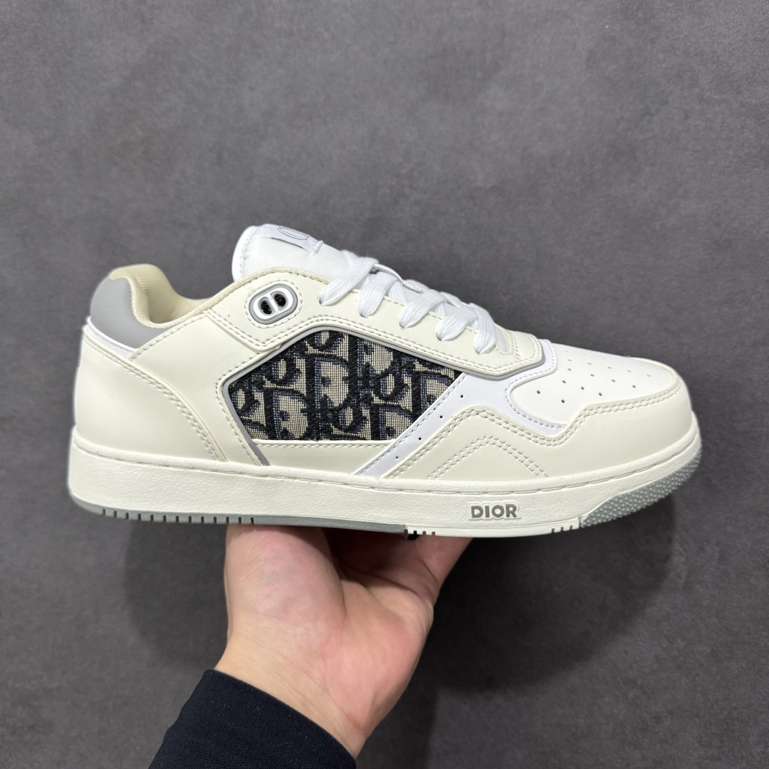 【YH版本】DIOR B27 Low \'Dior Oblique Galaxy 迪奥 低帮 黑色 牛皮织物徽标印花低邦休闲板鞋 这款B27低帮运动鞋是该系列新品，延续Dior的经典款式。采用灰色光滑牛皮革精心制作，侧面饰以米色和黑色Obliquex印花镶片；\