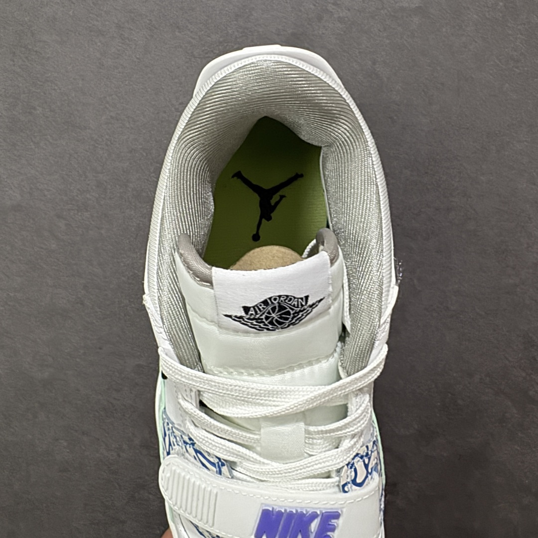 图片[7]-福利特价【GQ福利】Air Jordan Legacy AJ312 复古篮球鞋 市场最强独一档产物 全套原纸板楦头开发 原厂大底磨具加持立体防滑纹理 原档数据后跟TPU子母扣魔术贴 原装可视Air Sole气垫 原汁原味最完美的312代版型 唯一正确鞋头趴度弧度高度鞋身腰线 进口港宝加持 后跟自然饱满 全鞋荧光划线卡点 追求极致完美 每一双都是工艺品 多重QC质检 超越公司货的品控标准 实实在在的免检产品 鞋身采用了皮革材质打造 横跨鞋面的魔术贴十分吸睛 侧面的Swoosh Logo的一部分被鞋面遮挡了一部分 颇具玩味 魔术贴上标有NK标识 而鞋舌上是Jordan的经典红色飞翼Logo 后跟和鞋底均采用了AJ3的设计 后跟上同样也使用了经典的爆裂纹图案 货号：DV9127-101 尺码：36 36.5 37.5 38 38.5 39 40 40.5 41 42 42.5 43 44 44.5 45-选品中心