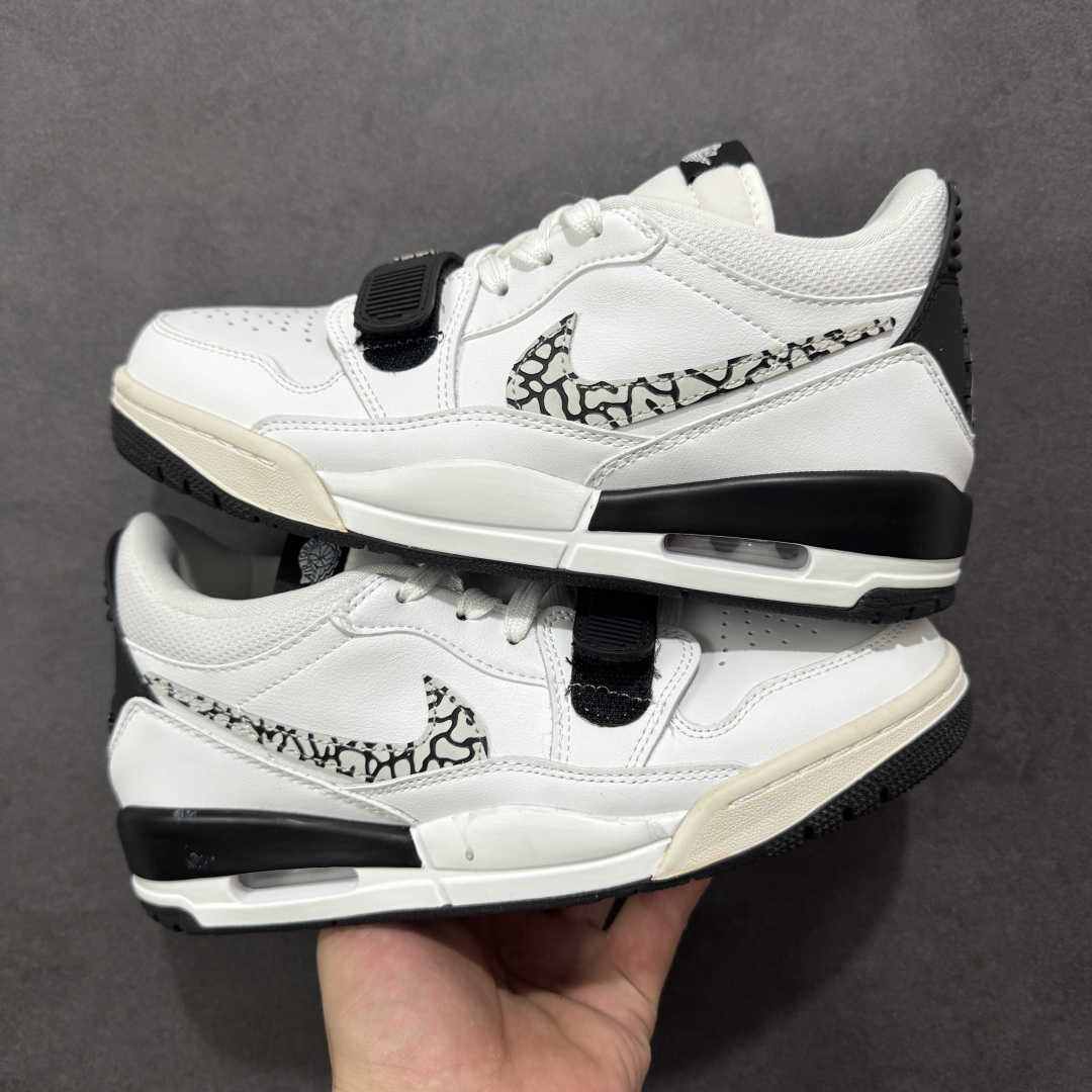 图片[2]-福利特价【GQ福利】Air Jordan Legacy AJ312 复古篮球鞋 市场最强独一档产物 全套原纸板楦头开发 原厂大底磨具加持立体防滑纹理 原档数据后跟TPU子母扣魔术贴 原装可视Air Sole气垫 原汁原味最完美的312代版型 唯一正确鞋头趴度弧度高度鞋身腰线 进口港宝加持 后跟自然饱满 全鞋荧光划线卡点 追求极致完美 每一双都是工艺品 多重QC质检 超越公司货的品控标准 实实在在的免检产品 鞋身采用了皮革材质打造 横跨鞋面的魔术贴十分吸睛 侧面的Swoosh Logo的一部分被鞋面遮挡了一部分 颇具玩味 魔术贴上标有NK标识 而鞋舌上是Jordan的经典红色飞翼Logo 后跟和鞋底均采用了AJ3的设计 后跟上同样也使用了经典的爆裂纹图案 货号：DV9127-101 尺码：36 36.5 37.5 38 38.5 39 40 40.5 41 42 42.5 43 44 44.5 45-选品中心