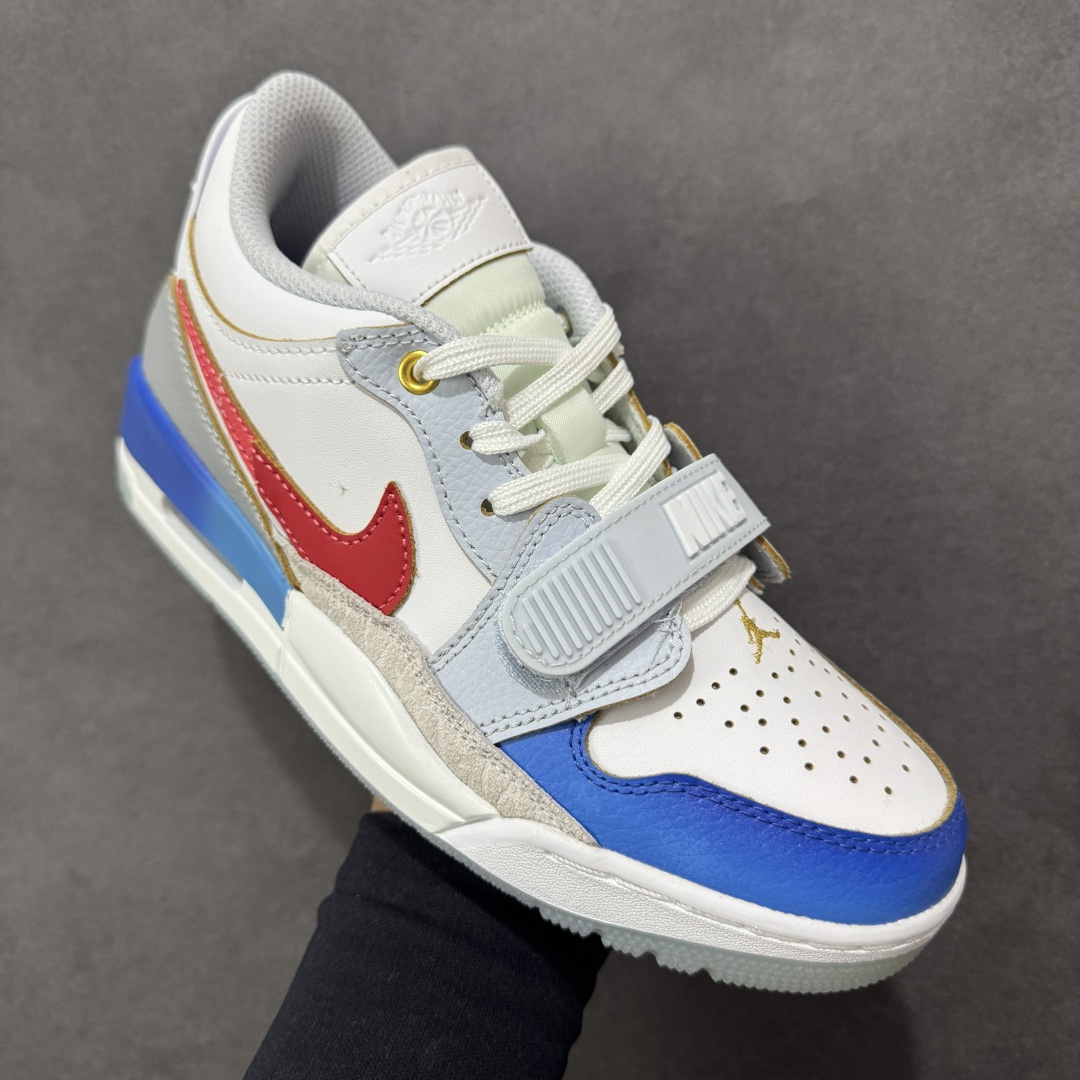 图片[3]-福利特价【GQ福利】Air Jordan Legacy AJ312 复古篮球鞋 市场最强独一档产物 全套原纸板楦头开发 原厂大底磨具加持立体防滑纹理 原档数据后跟TPU子母扣魔术贴 原装可视Air Sole气垫 原汁原味最完美的312代版型 唯一正确鞋头趴度弧度高度鞋身腰线 进口港宝加持 后跟自然饱满 全鞋荧光划线卡点 追求极致完美 每一双都是工艺品 多重QC质检 超越公司货的品控标准 实实在在的免检产品 鞋身采用了皮革材质打造 横跨鞋面的魔术贴十分吸睛 侧面的Swoosh Logo的一部分被鞋面遮挡了一部分 颇具玩味 魔术贴上标有NK标识 而鞋舌上是Jordan的经典红色飞翼Logo 后跟和鞋底均采用了AJ3的设计 后跟上同样也使用了经典的爆裂纹图案 货号：DV9127-101 尺码：36 36.5 37.5 38 38.5 39 40 40.5 41 42 42.5 43 44 44.5 45-选品中心