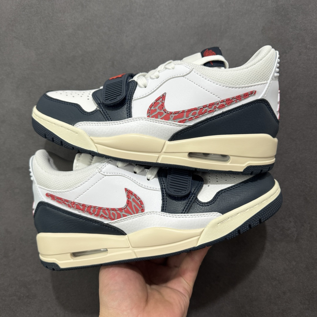 图片[10]-福利特价【GQ福利】Air Jordan Legacy AJ312 复古篮球鞋 市场最强独一档产物 全套原纸板楦头开发 原厂大底磨具加持立体防滑纹理 原档数据后跟TPU子母扣魔术贴 原装可视Air Sole气垫 原汁原味最完美的312代版型 唯一正确鞋头趴度弧度高度鞋身腰线 进口港宝加持 后跟自然饱满 全鞋荧光划线卡点 追求极致完美 每一双都是工艺品 多重QC质检 超越公司货的品控标准 实实在在的免检产品 鞋身采用了皮革材质打造 横跨鞋面的魔术贴十分吸睛 侧面的Swoosh Logo的一部分被鞋面遮挡了一部分 颇具玩味 魔术贴上标有NK标识 而鞋舌上是Jordan的经典红色飞翼Logo 后跟和鞋底均采用了AJ3的设计 后跟上同样也使用了经典的爆裂纹图案 货号：DV9127-101 尺码：36 36.5 37.5 38 38.5 39 40 40.5 41 42 42.5 43 44 44.5 45-选品中心