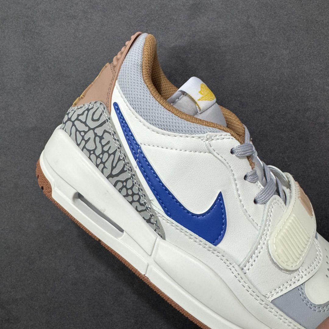 图片[6]-福利特价【GQ福利】Air Jordan Legacy AJ312 复古篮球鞋 市场最强独一档产物 全套原纸板楦头开发 原厂大底磨具加持立体防滑纹理 原档数据后跟TPU子母扣魔术贴 原装可视Air Sole气垫 原汁原味最完美的312代版型 唯一正确鞋头趴度弧度高度鞋身腰线 进口港宝加持 后跟自然饱满 全鞋荧光划线卡点 追求极致完美 每一双都是工艺品 多重QC质检 超越公司货的品控标准 实实在在的免检产品 鞋身采用了皮革材质打造 横跨鞋面的魔术贴十分吸睛 侧面的Swoosh Logo的一部分被鞋面遮挡了一部分 颇具玩味 魔术贴上标有NK标识 而鞋舌上是Jordan的经典红色飞翼Logo 后跟和鞋底均采用了AJ3的设计 后跟上同样也使用了经典的爆裂纹图案 货号：DV9127-101 尺码：36 36.5 37.5 38 38.5 39 40 40.5 41 42 42.5 43 44 44.5 45-选品中心